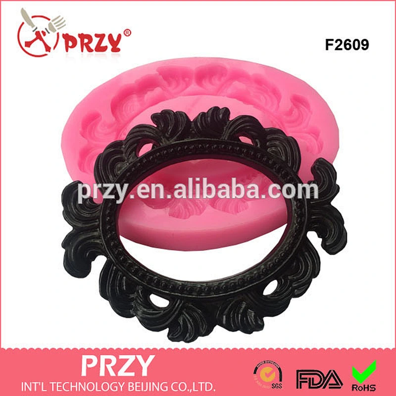 F2609 silicone molds fondant for cake chocolate 3D frame silicone fondant mold frame molds