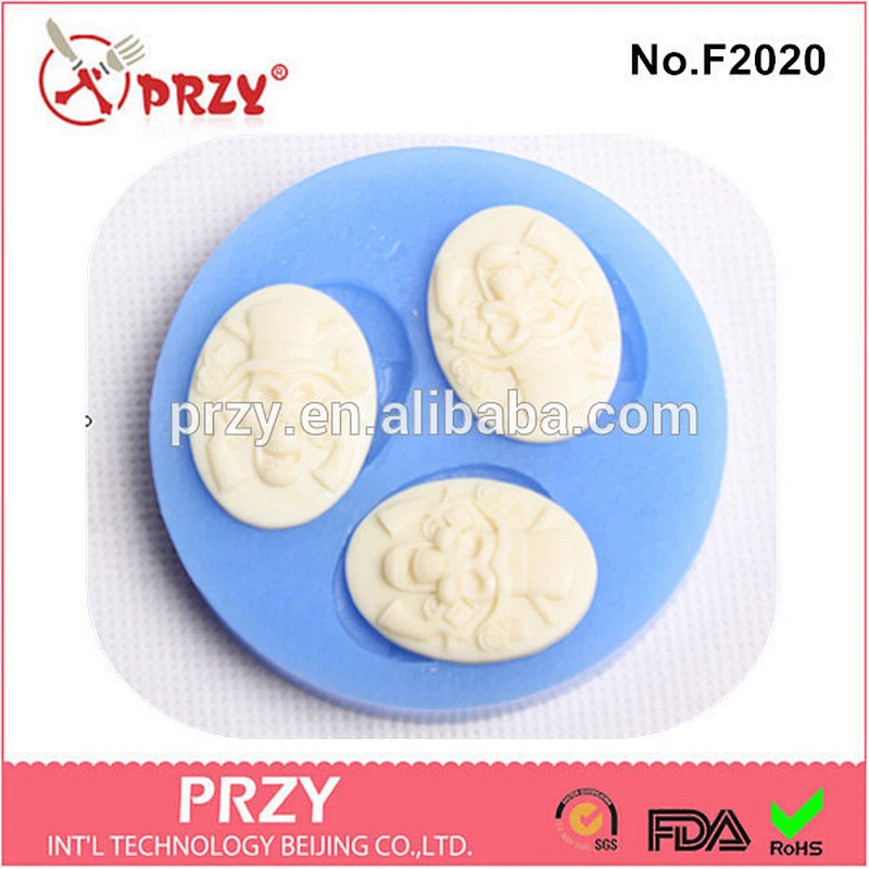 F2020 PRZY cameo gum paste silicone molds for cake decorating