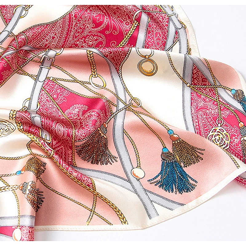 New fashion women satin silk scarf shawl custom digital print silk scarf