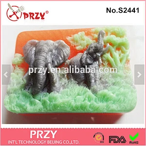 PRZY s2441 Wholesale Silicone Elephants Handmade Soap Mold