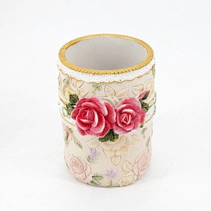 INS Style Rose Flowers Surround Pen Brush Pot Silicone Molds for Plaster Concrete