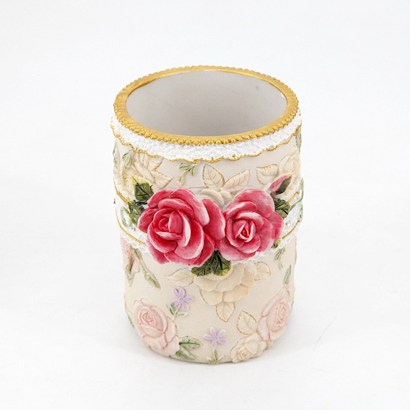 INS Style Rose Flowers Surround Pen Brush Pot Silicone Molds for Plaster Concrete