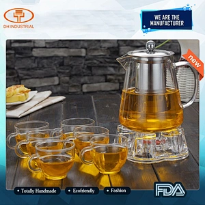 1000ml glass tea kettle with 304 stainless steel strainer glass tea pot with handle