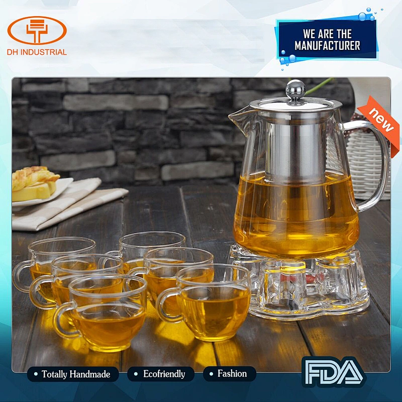 1000ml glass tea kettle with 304 stainless steel strainer glass tea pot with handle
