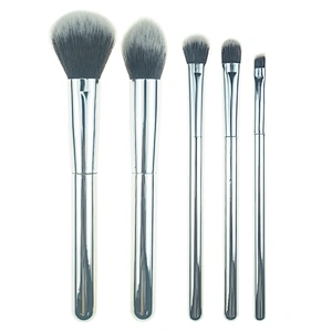 5pc makeup brush set with electroplated plastic handle