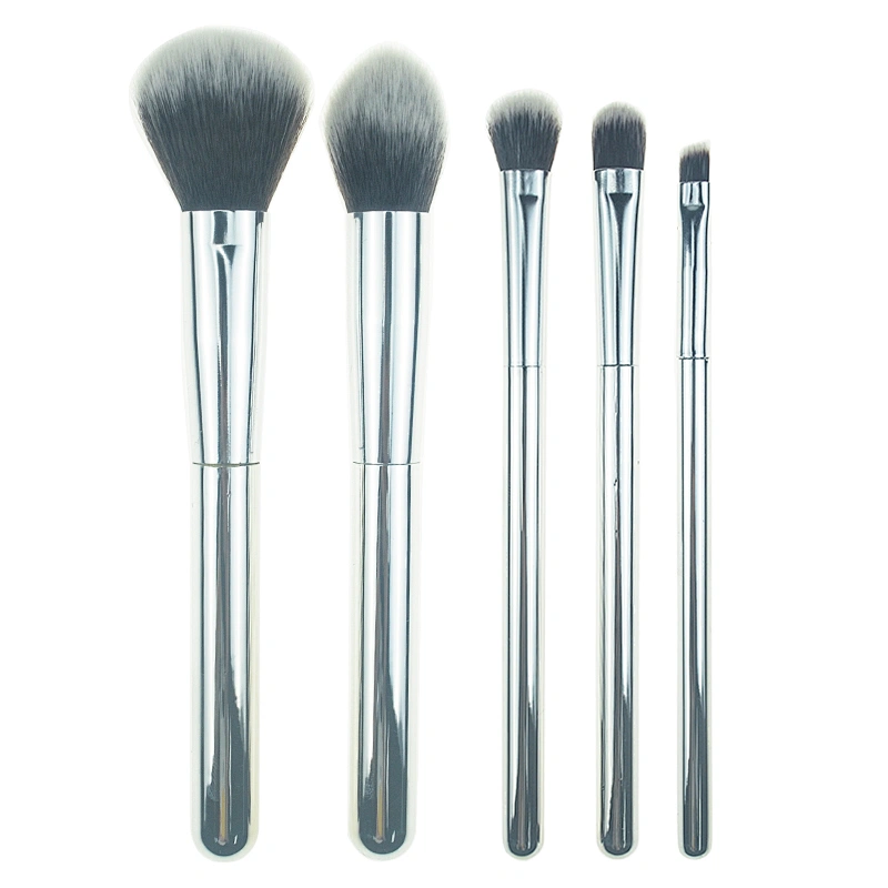 5pc makeup brush set with electroplated plastic handle