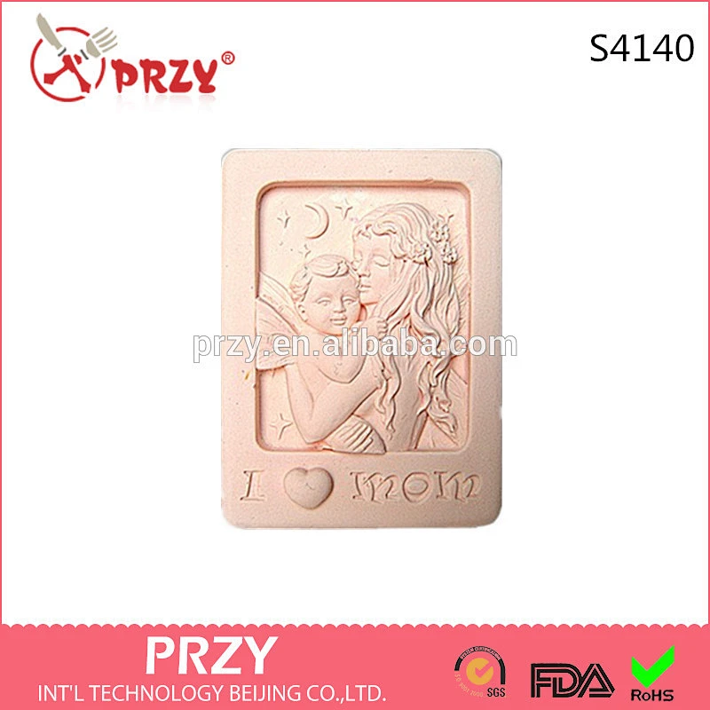 S4140 PRZY 2D Silicone Soap/Polymer Clay/Clay/Plaster Mold -Mother's Day Fairy Mother and child silicone molds for concrete