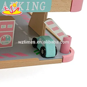 New design funny wooden toy car park for kids W04B056