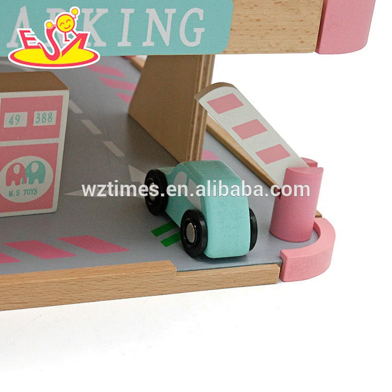 New design funny wooden toy car park for kids W04B056