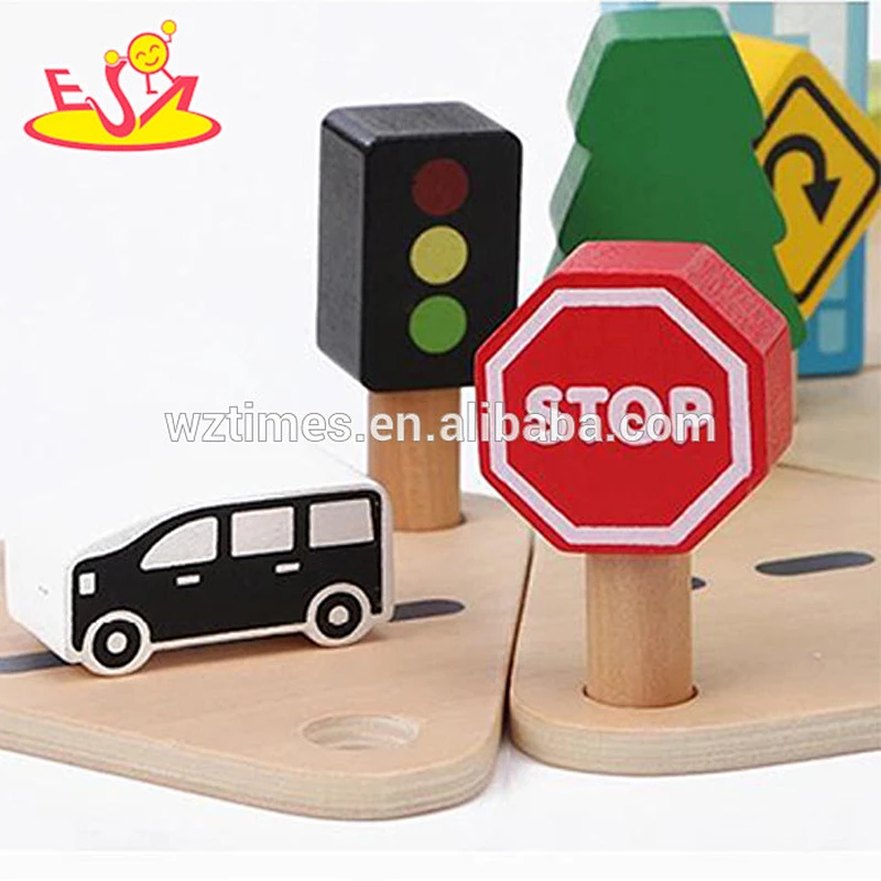 wholesale wooden parking garage toy set for kids W04B026