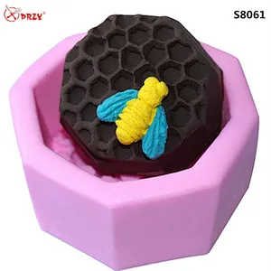 DIY Three-dimensional Bee Honeycomb silicone Fondant cake Mold handmade Silicone Soap Molds
