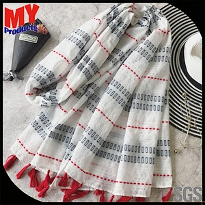 Linen Scarf African Shawls Hand Embroidery Design Patterns Scarf Jacquard Printed Silk Fabric For Scarf