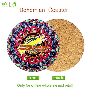 2018 kaleidoscope fashion design, hot and attractive MDF anti-skid cork cup mat, easy to clean and high quality in stock.