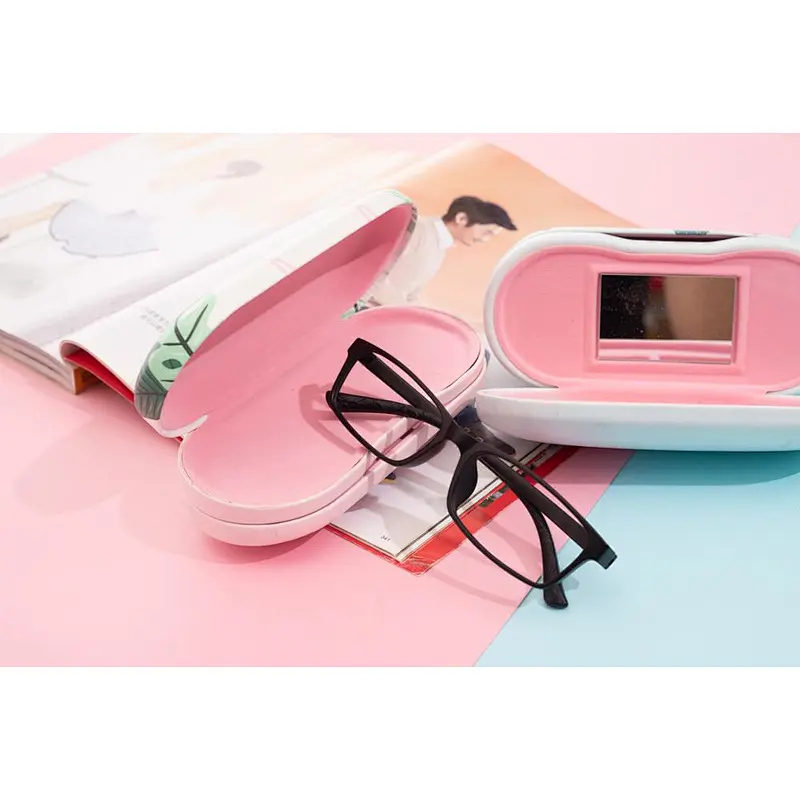 Fashion custom design dual spectacle hard case with contact lens and mirror inside