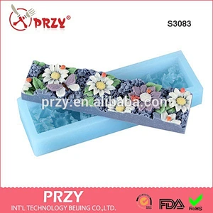Flower rectangle soap mold /handmade decorative molds/ toast baking mold
