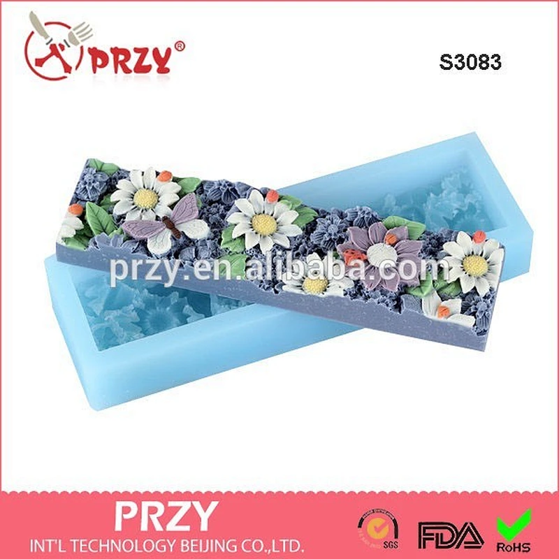 Flower rectangle soap mold /handmade decorative molds/ toast baking mold