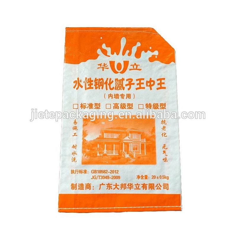 BOPP laminated and printed putty powder PP woven valve bag, valve port bag easy filling