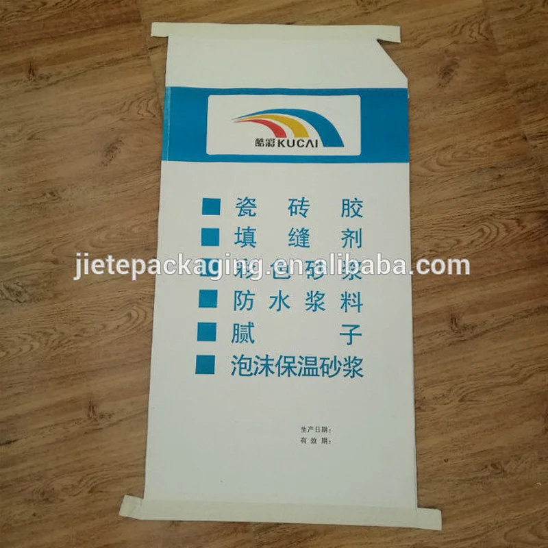 Moisture proof 50kg kraft paper tile adhesive bag with coating pp woven fabric lining