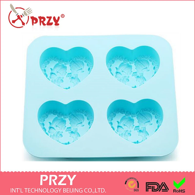 S4093 PRZY New 2016 DIY handmade soap molds for homemade SOAP mold 4 even heart-shaped Angel cold SOAP mold