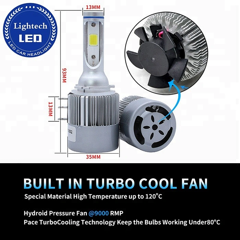Lightech Wholesale emark led headlight C6 H15 Led Auto Car Lights for vw Golf