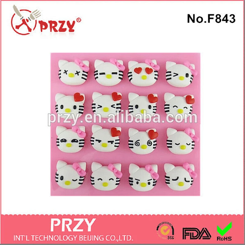 F483 PRZY hello kitty silicone mold for fondant ,silicone fondant mold for cakes