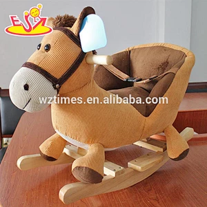 2018 New design wooden rocking horse toys for girls wholesale cheap cow wooden rocking horse toys for girls W16D106