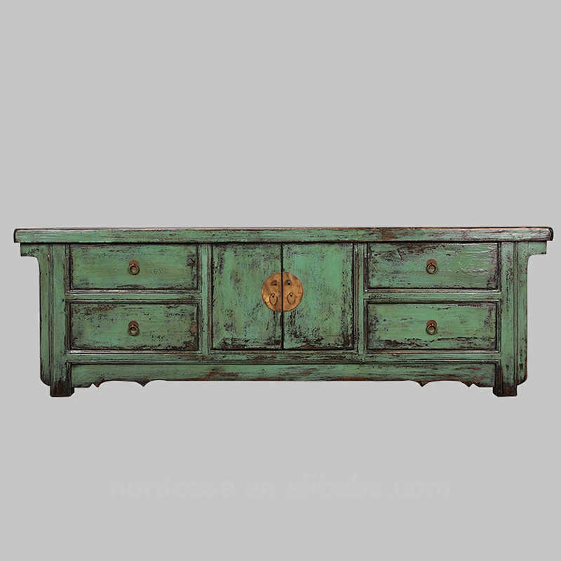 four drawer two door chinese antique style tv console