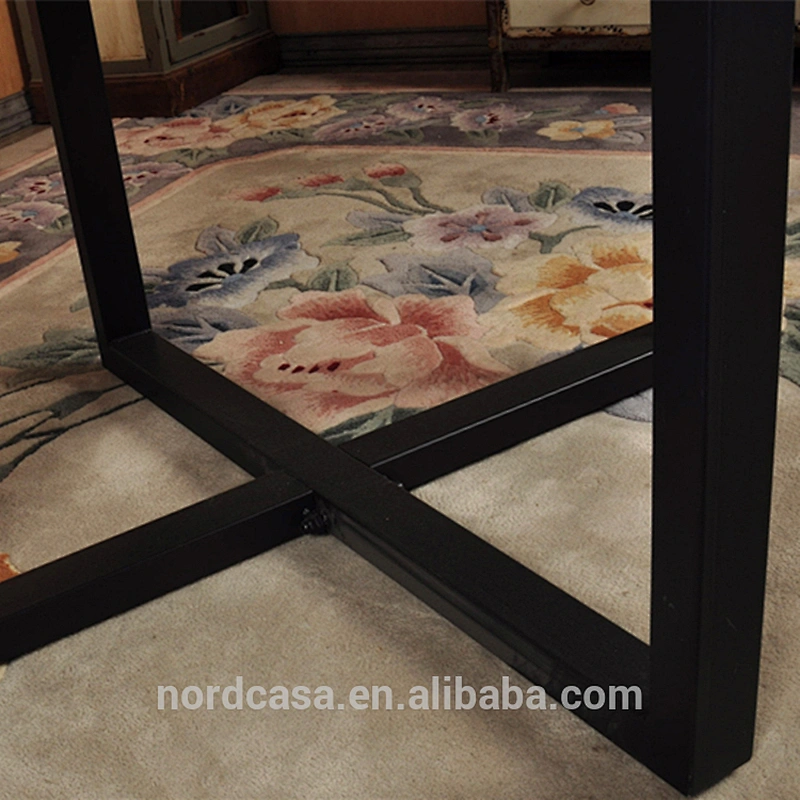 European style solid recyclable wood vintage industrial style round dining table