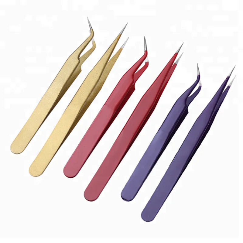 2Pcs Straight Curved Nipper Stainless Steel Manicure Nail Tools Nippers Pointed Clip Set Eyelash Extension Tweezers Tool