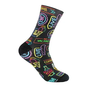 Custom Fashion Men Print Logo Colourful Pop Bamboo Daily Gift Design Dress Socks Printing Wholesale