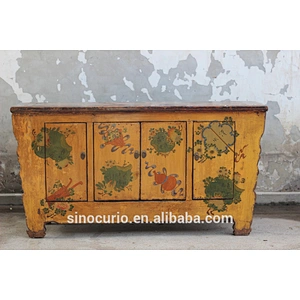 Asian Antique Vintage Hand Painted Mongolia Cabinet