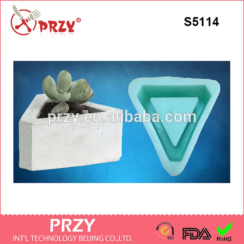 S5114 silicone molds Triangle combination of miniature flower machine multi - meat cement 3d pot personalized creative mold