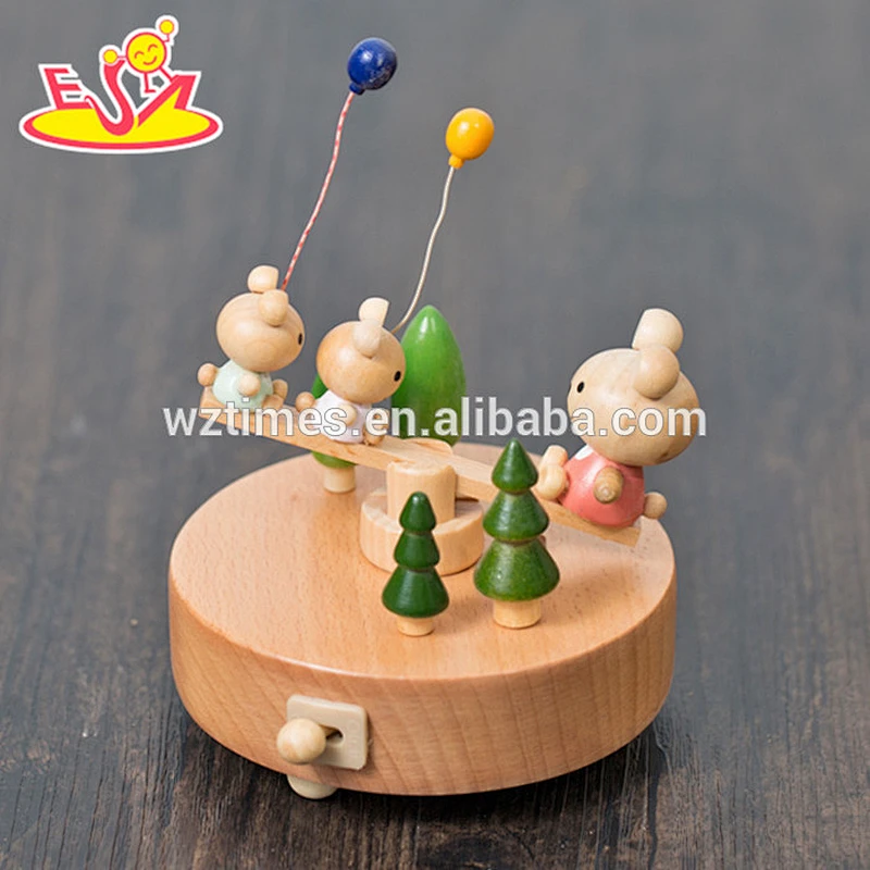 Customized cartoon wooden music boxes for babies educational toys wooden music boxes for babies W07B045