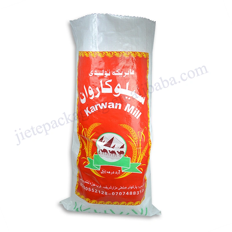 50kg gravure printing white plastic laminated pp woven wheat flour packaging bag for sugar,rice,feet,bran