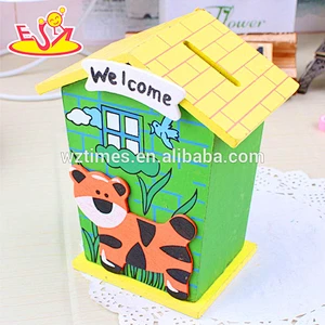 wholesale hottest sale wooden house piggy bank top popular wooden house piggy bank W02A024