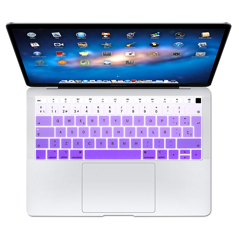 spanish  keyboard cover Rainbow Silicone Keyboard Skin Cover For Macbook Air 13