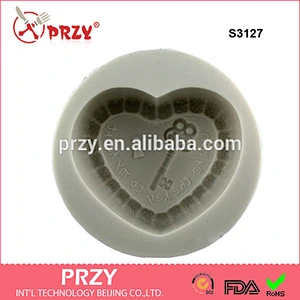 S3127 Wholesale Custom heart shape Silicone Soap Mold key silicone mold