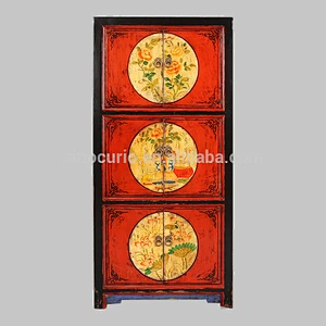 Chinese Antique Beijing Furniture Living Room Wood Painted Cabinet