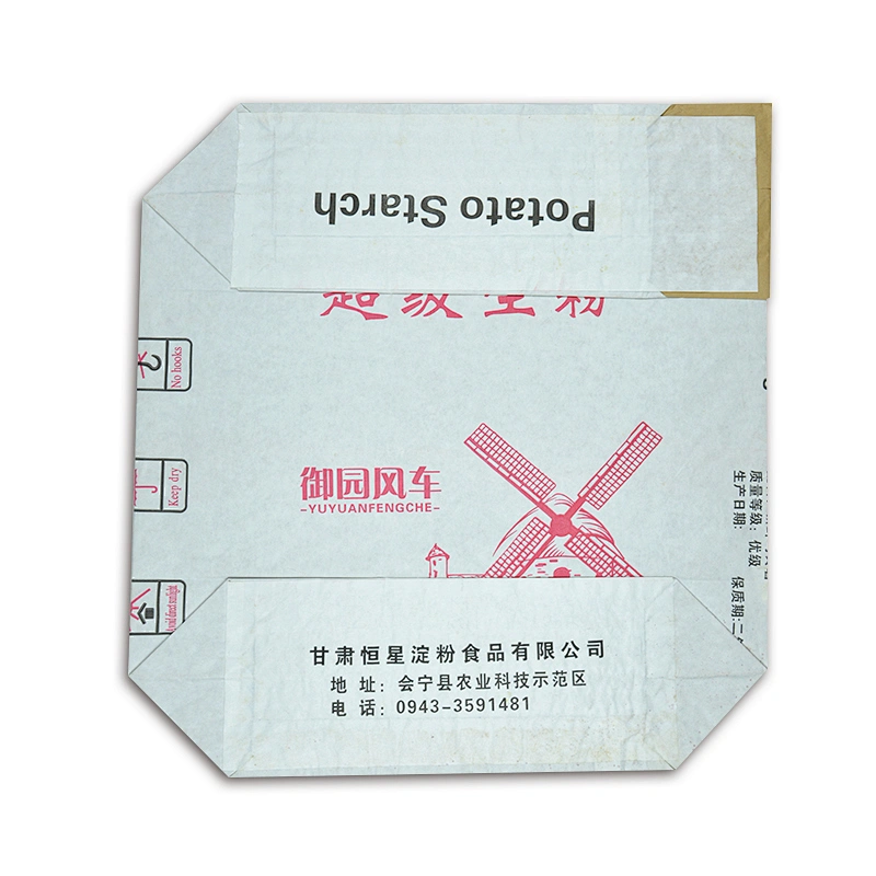 kraft paper flour bag with valve port for potato starch, corn wheat flour 25kg