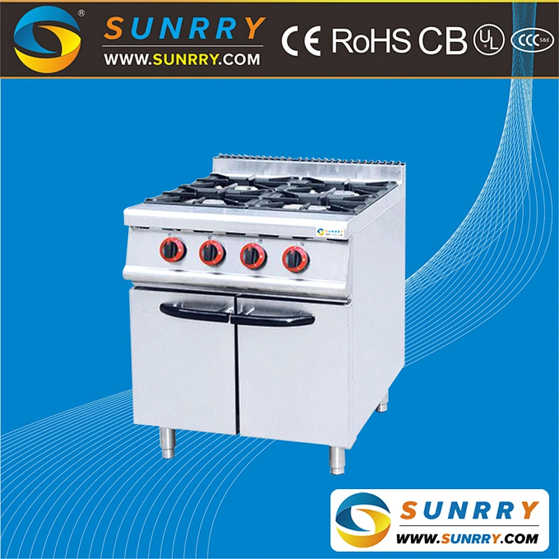 Professional fast food kitchen equipment factory prices of royal cast iron gas cooker with cabinet oven