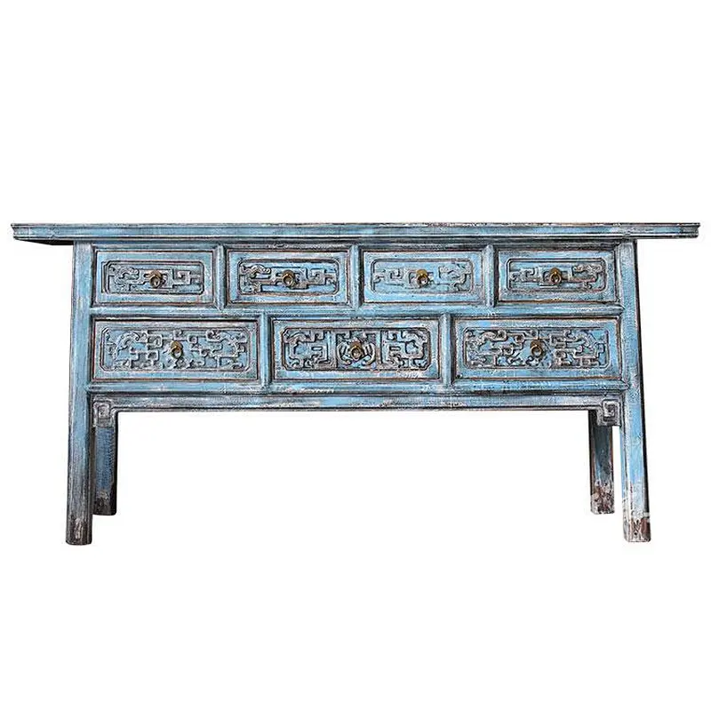 chinese antique reproduction solid wood pine distressed altar table furniture