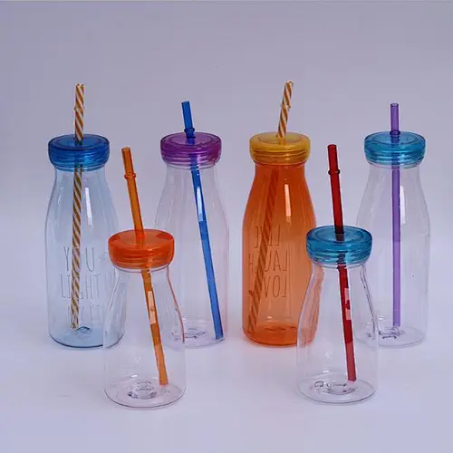 Milk Bottle Style Custom Tumblers with Straw