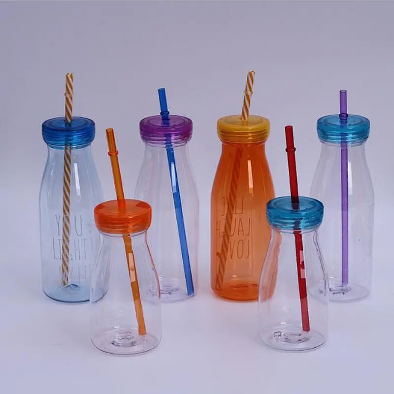 Milk Bottle Style Custom Tumblers with Straw