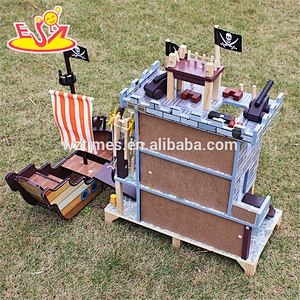 2018 wholesale boys wooden pirate doll house new design kids wooden pirate doll house pretend play pirate doll house W06A162