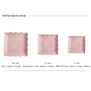 Wholesale Creative Japanese Relief Creative Square Plate Ceramic Disc Bread Dessert Plate Custom Logo Tableware Tray 10 inch
