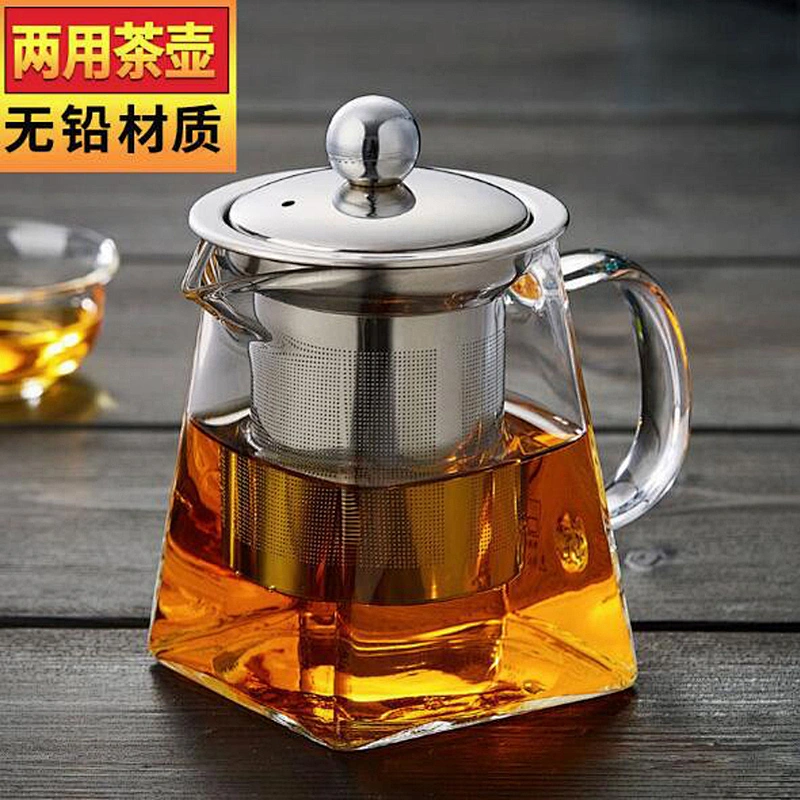 China High Borosilicate Glass Tea Pot Customized Logo Glass Water Pot 260ml Exquisite 304 SS Water Kettle