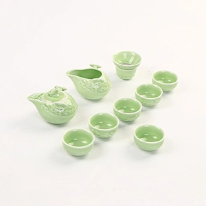New style ceramic product jade green color cup water bottle for business gift box