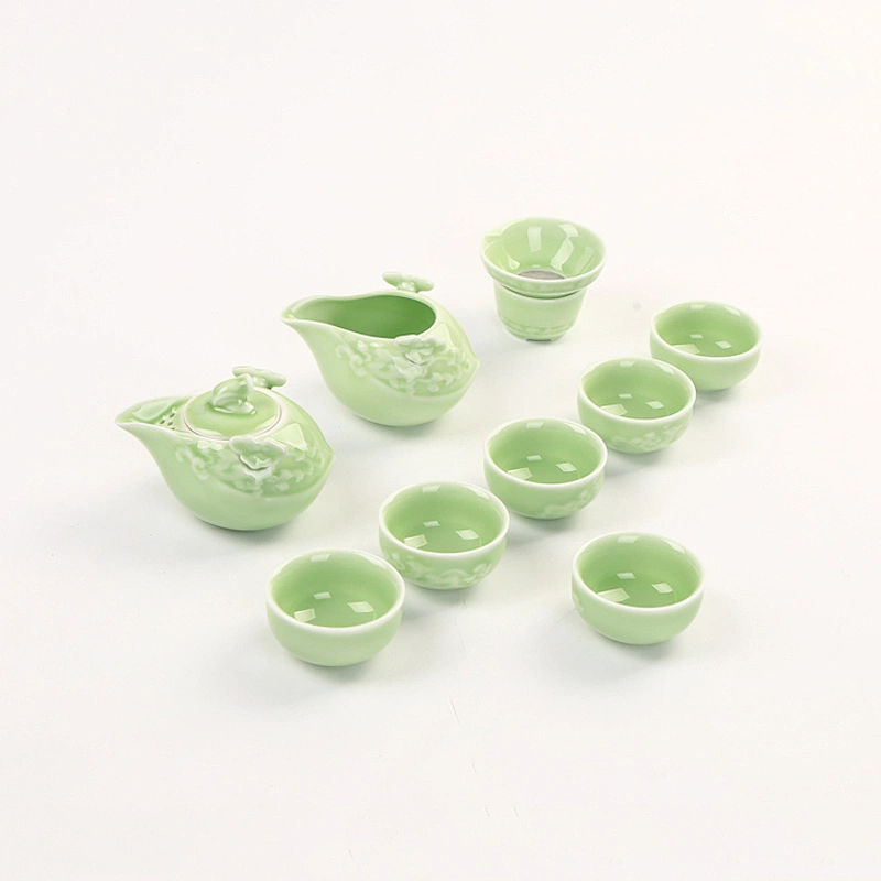 New style ceramic product jade green color cup water bottle for business gift box