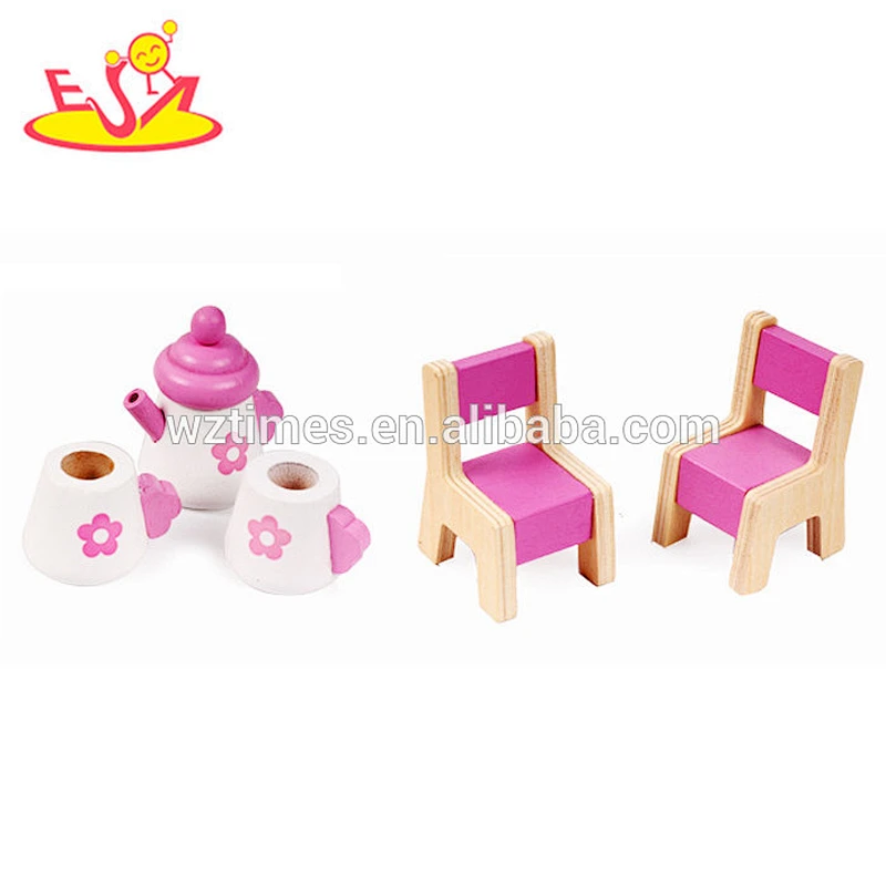 2018 Wholesale girls pink wooden toy doll house lovely children wooden toy doll house new kids wooden toy doll house W06A171