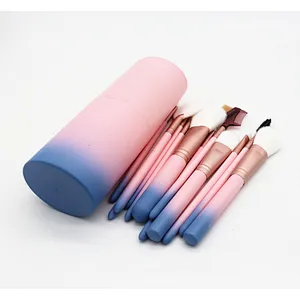 portable Professional Brushes Set nylon Brush 12 Pieces Makeup Brushes with gradual discoloration Barrel